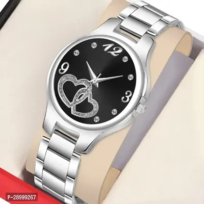 Fashionable Black Dial Metal Analog Watch For Women-thumb0