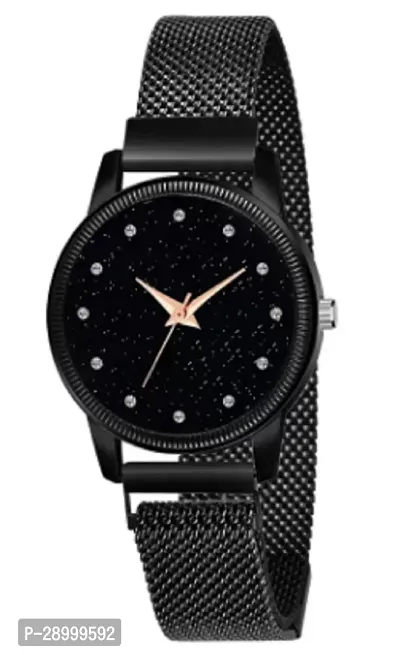 Fashionable Black Dial Metal Analog Watch For Women-thumb0