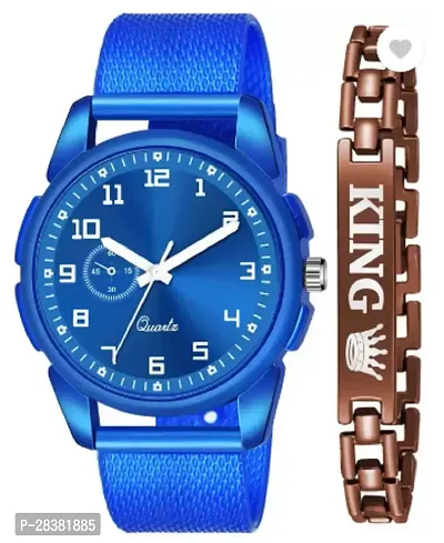 Stylish PU Analog Watch With Bracelet For Men