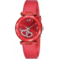 Stylish Red PU Analog Watches For Women And Girls-thumb1