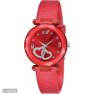 Stylish Red PU Analog Watches For Women And Girls-thumb2