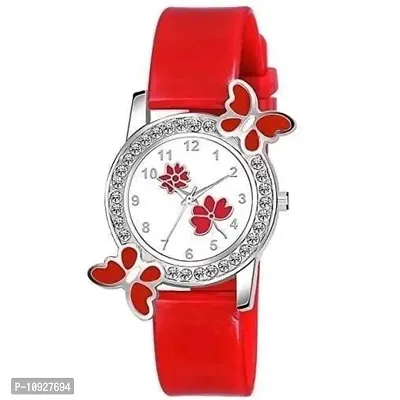 Stylish Red PU Analog Watches For Women And Girls-thumb0