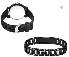 Stylish PU Black Dial Analog Watch With Bracelet Pack Of 2-thumb2