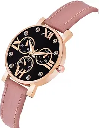 Fashionable Black Dial Genuine Leather Analog Watch For Women-thumb2