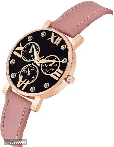 Fashionable Black Dial Genuine Leather Analog Watch For Women-thumb3