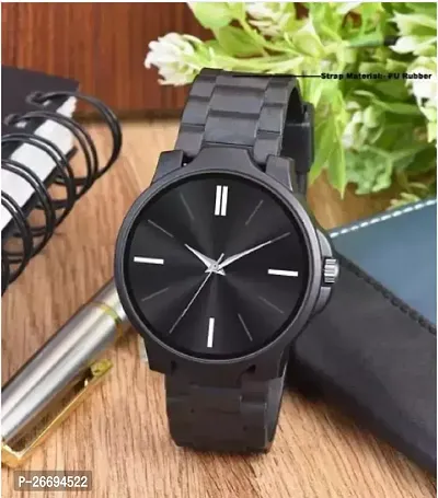 Stylish PU Black Analog Watch For Men-thumb0