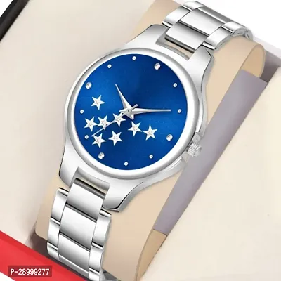 Fashionable Blue Dial Metal Analog Watch For Women
