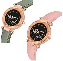 Stylish Genuine Leather Black Dial Analog Watches Combo Pack Of 2-thumb1