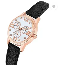 Fashionable White Dial Genuine Leather Analog Watch For Women-thumb1