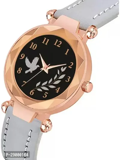 Fashionable Black Dial Genuine Leather Analog Watch For Women-thumb2