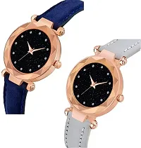 Stylish Genuine Leather Black Dial Analog Watches Combo Pack Of 2-thumb1