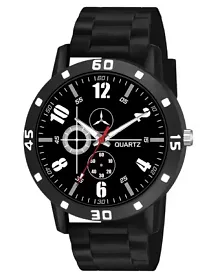 Stylish Black PU Analog Watches For Men-thumb1