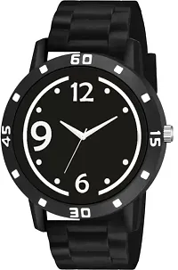 Stylish PU Black Analog Watch For Men-thumb1