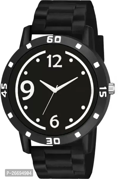 Stylish PU Black Analog Watch For Men-thumb2