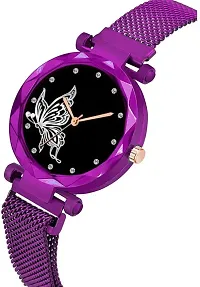 Fashionable Black Dial Metal Analog Watch For Women-thumb2