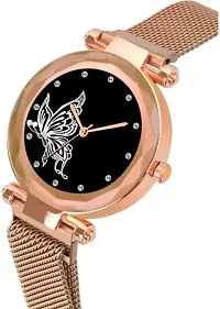 Fashionable Black Dial Metal Analog Watch For Women-thumb2