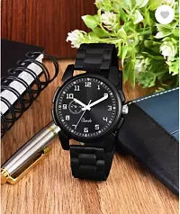 Stylish Black PU Analog Watches For Men-thumb1