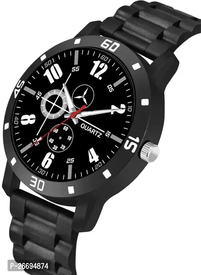 Stylish PU Black Analog Watch For Men-thumb3