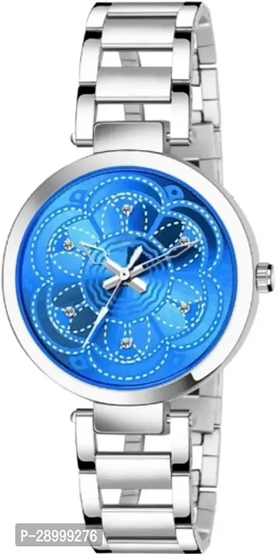 Fashionable Blue Dial Metal Analog Watch For Women-thumb2