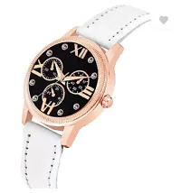 Fashionable Black Dial Genuine Leather Analog Watch For Women-thumb1