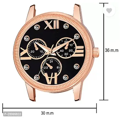Fashionable Black Dial Genuine Leather Analog Watch For Women-thumb4