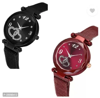 Stylish Metal Black Dial Analog Watches Combo Pack Of 2-thumb2