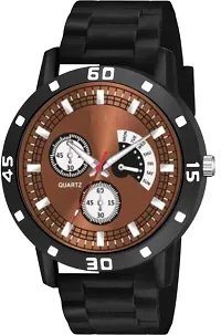 Stylish Black PU Analog Watches For Men-thumb1