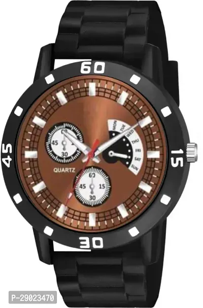 Stylish Black PU Analog Watches For Men-thumb2