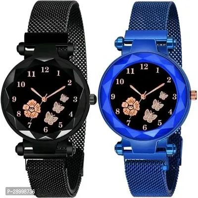 Stylish Metal Black Dial Analog Watches Combo Pack Of 2