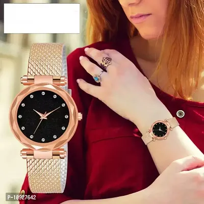 Stylish Rose Gold PU Analog Watches For Women And Girls-thumb0