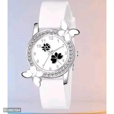 Stylish White PU Analog Watches For Women And Girls