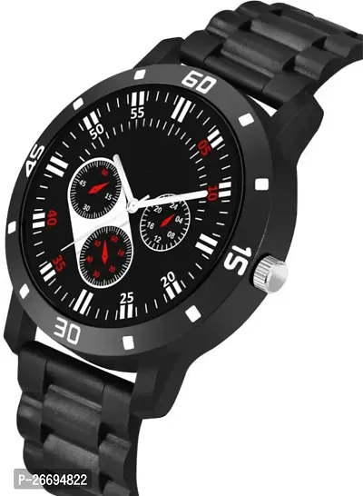 Stylish PU Black Analog Watch For Men-thumb3