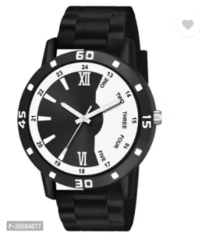 Stylish PU Black Analog Watch For Men