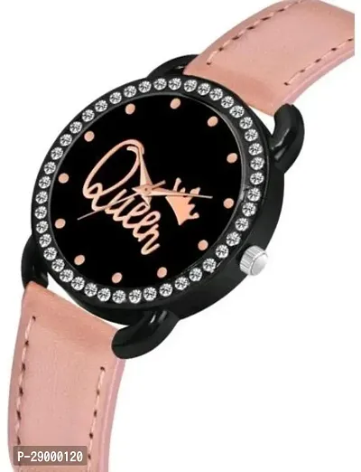 Fashionable Black Dial Genuine Leather Analog Watch For Women-thumb3