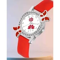 Stylish Red PU Analog Watches For Women And Girls-thumb1