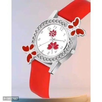 Stylish Red PU Analog Watches For Women And Girls-thumb2