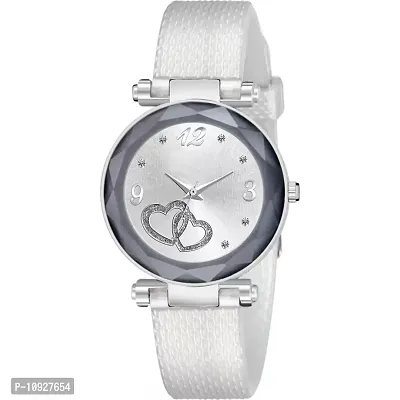 Stylish White PU Analog Watches For Women And Girls-thumb2