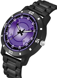 Stylish PU Purple Analog Watch For Men-thumb2