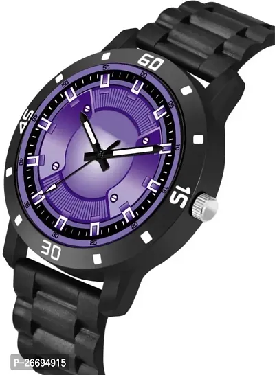 Stylish PU Purple Analog Watch For Men-thumb3