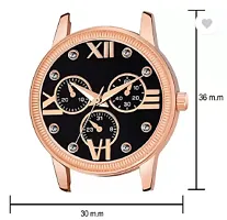 Fashionable Black Dial Genuine Leather Analog Watch For Women-thumb2