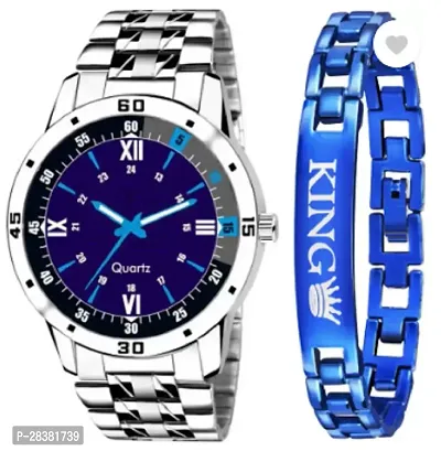 Stylish Metal Analog Watch With Bracelet For Men-thumb0