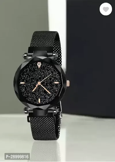 Fashionable Black Dial Metal Analog Watch For Women-thumb0