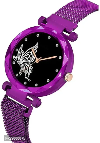 Fashionable Black Dial Metal Analog Watch For Women-thumb3