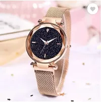 Fashionable Black Dial Metal Analog Watch For Women-thumb1