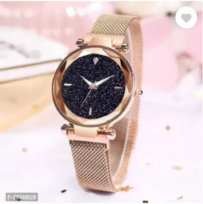 Fashionable Black Dial Metal Analog Watch For Women-thumb2