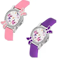 Stylish PU White Dial Analog Watches Combo Pack Of 2-thumb1