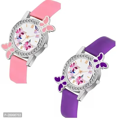 Stylish PU White Dial Analog Watches Combo Pack Of 2-thumb2