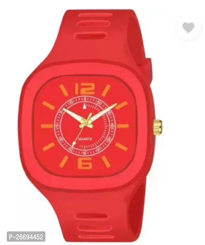 Stylish PU Red Analog Watch For Men