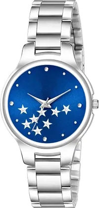 Fashionable Blue Dial Metal Analog Watch For Women-thumb1