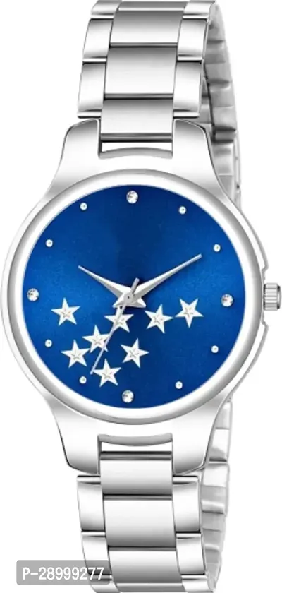 Fashionable Blue Dial Metal Analog Watch For Women-thumb2